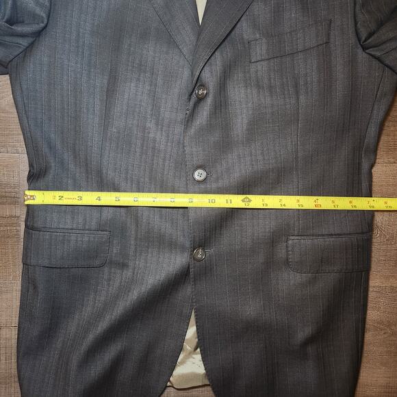 JACK VICTOR Mens Sport Coat Blazer 43R Gray Herringbone Wool Two-Button Notch - Picture 13 of 16